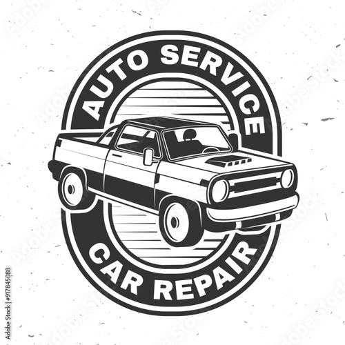 Auto service logo, emblems, badges and icons. Vector. Service car repair, restoration and car club design elements.