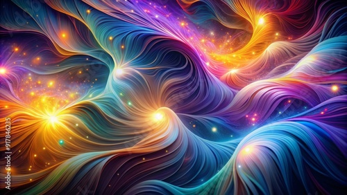 Vibrant, glowing filaments swirl and curve in mesmerizing patterns, emitting a soft, ethereal light that illuminates the surrounding darkness with an otherworldly beauty. photo