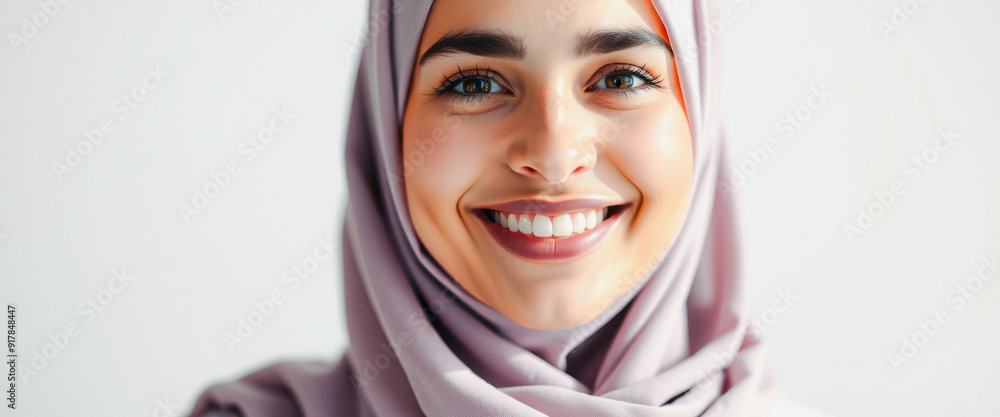 Close-up portrait of a smiling woman in a hijab Close-up portrait of a smiling woman in a hijab
