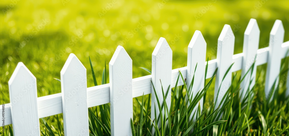 Green Grass and White Fence Green Grass and White Fence