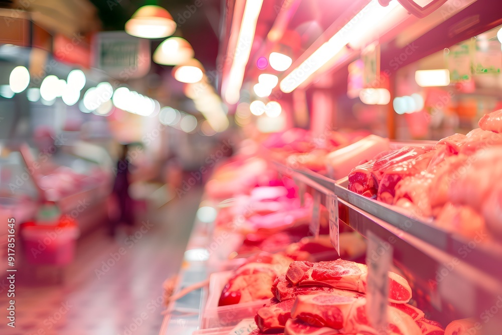 Blurred butcher shop background Blurred butcher shop background