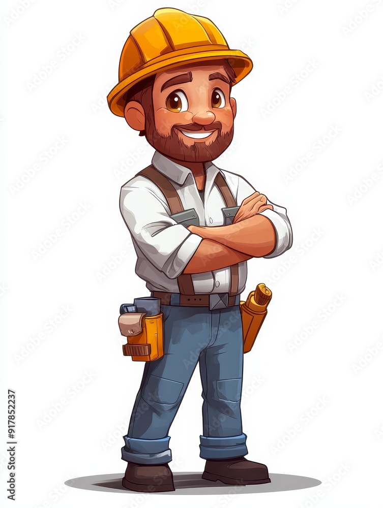 Smiling Cartoon Construction Worker Smiling Cartoon Construction Worker
