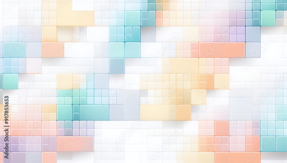 Fototapeta premium Abstract pastel colored block pattern creates a modern artistic background suitable for design and decor