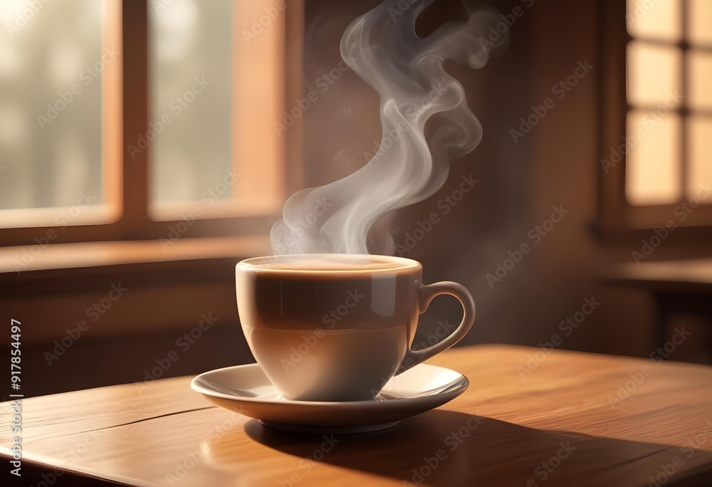 Two cups of coffee sit on a table with a coffee cup in front of them Two cups of coffee sit on a table with a coffee cup in front of them