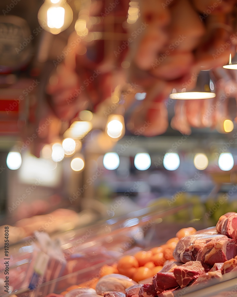 Blurred butcher shop background Blurred butcher shop background