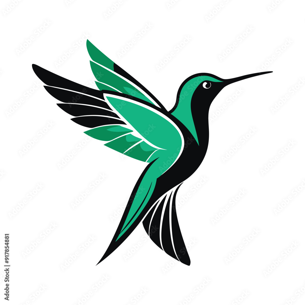 Obraz premium Elegant silhouette hummingbird vector.