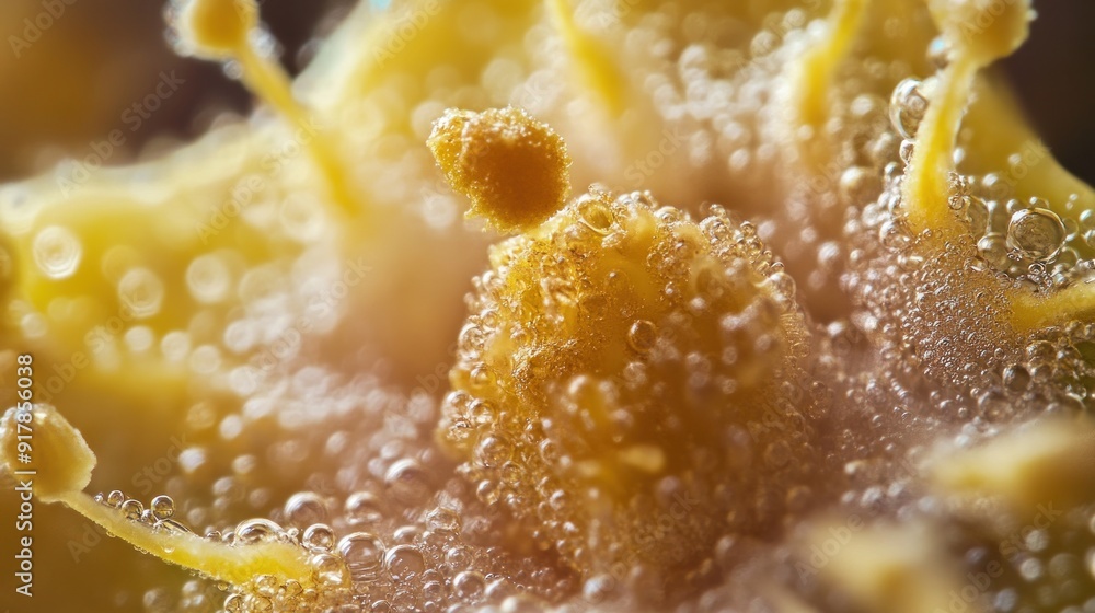Close-up of a Yellow Flower Covered in Dew Drops Close-up of a Yellow Flower Covered in Dew Drops