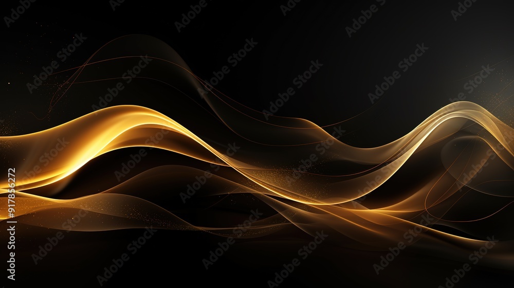 Abstract gold and black background with flowing waves. Abstract gold and black background with flowing waves.