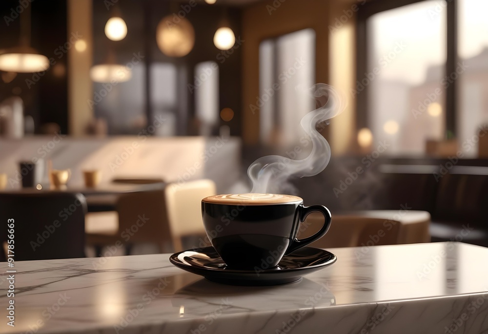 Two cups of coffee sit on a table with a coffee cup in front of them Two cups of coffee sit on a table with a coffee cup in front of them