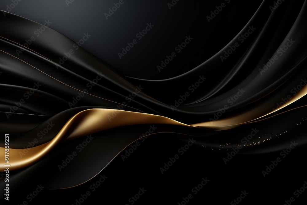 Abstract black and gold wavy background. Abstract black and gold wavy background.