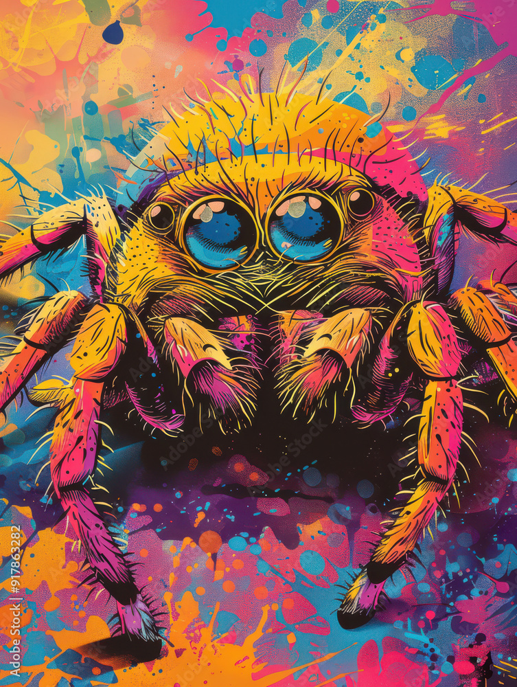Spider in 70s Retro Style - colorful wallpapers Spider in 70s Retro Style - colorful wallpapers