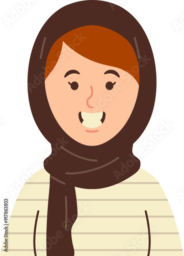 Smiling Woman Business Character wearing Headscarf