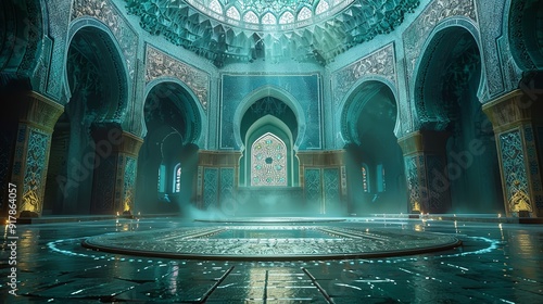 Background: Elegant Islamic palace interior