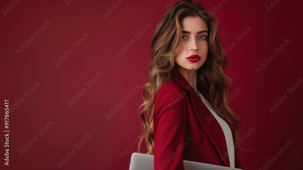 The woman in red blazer The woman in red blazer
