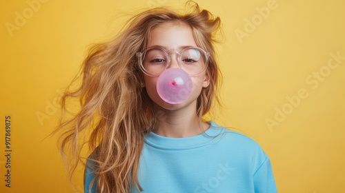 The girl with bubblegum