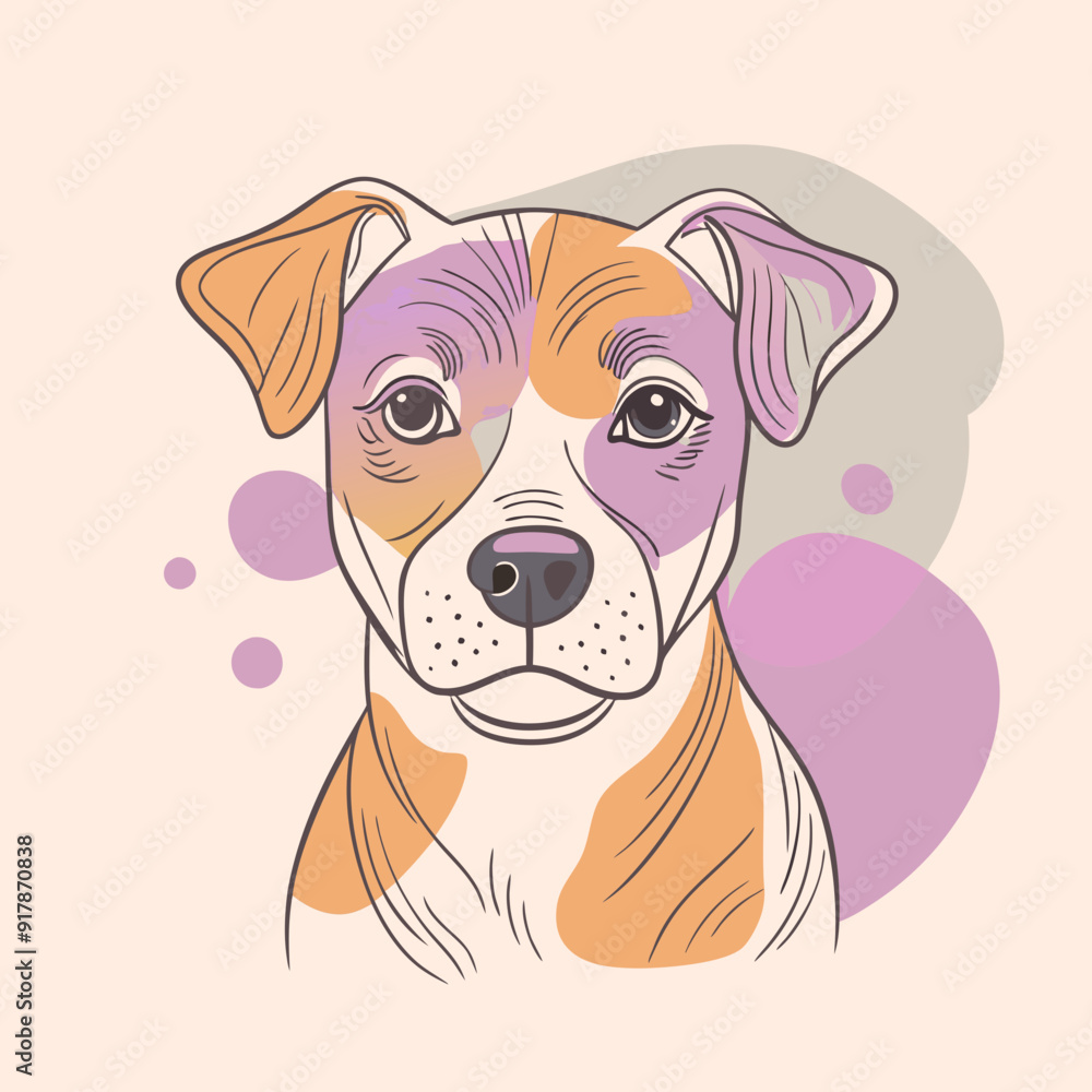 Fototapeta premium Playful baby dog with big eyes Vector Logo, Animal Playfulness Graphic, lovely little animal character, lovely animal vector, animal logo illustration, adorable puppy mascot, playful pet