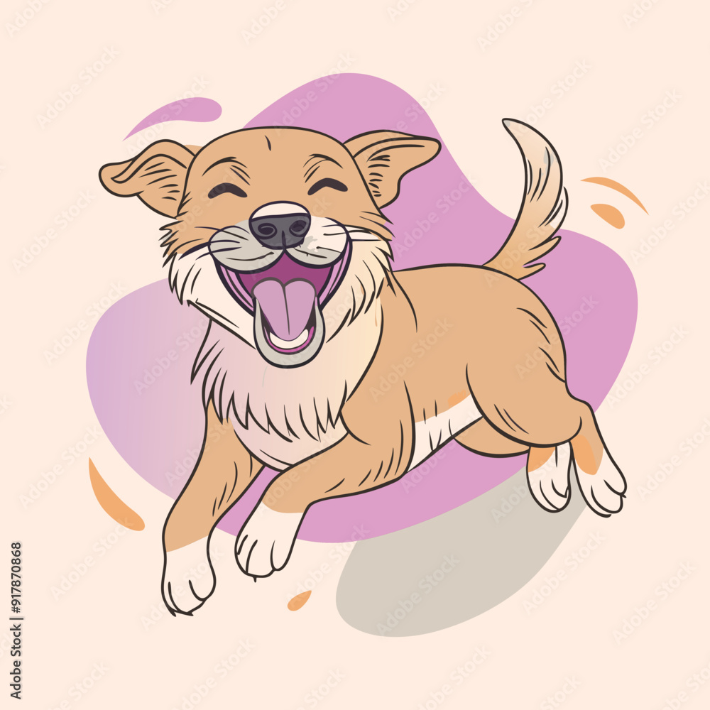 Fototapeta premium dog running,A joyful jumping smiling dog, vector illustration, isolated or white background
