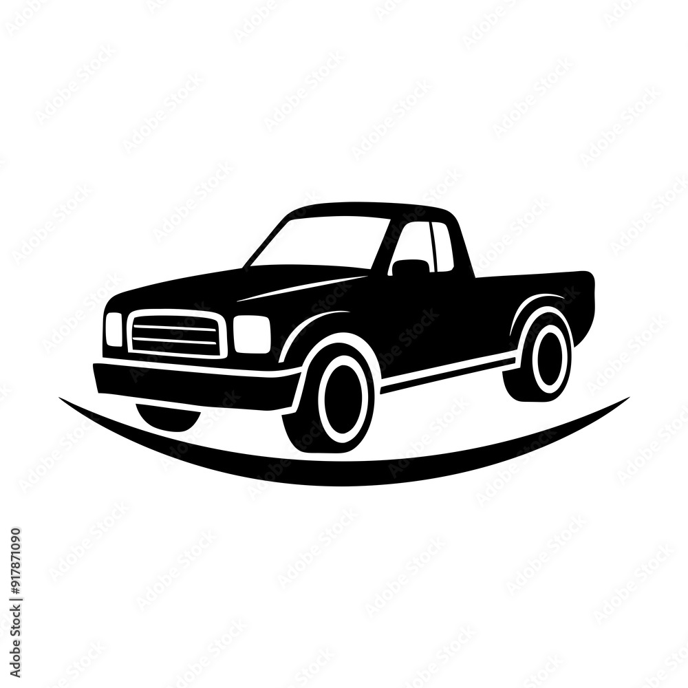 Obraz premium Pickup truck logo design silhouette vector illustration on a white background