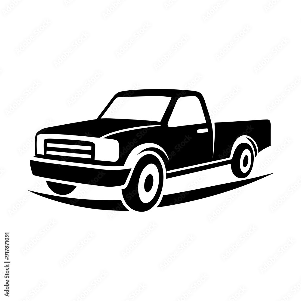 Obraz premium Pickup truck logo design silhouette vector illustration on a white background