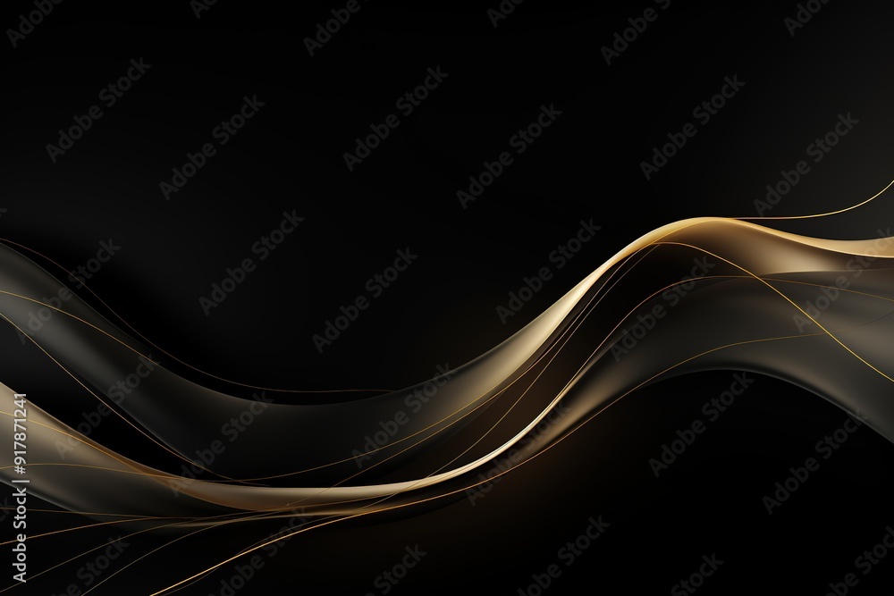 Abstract black and gold wavy background design. Abstract black and gold wavy background design.