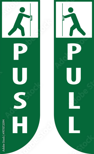 Push and pull door opening instruction vectors.eps