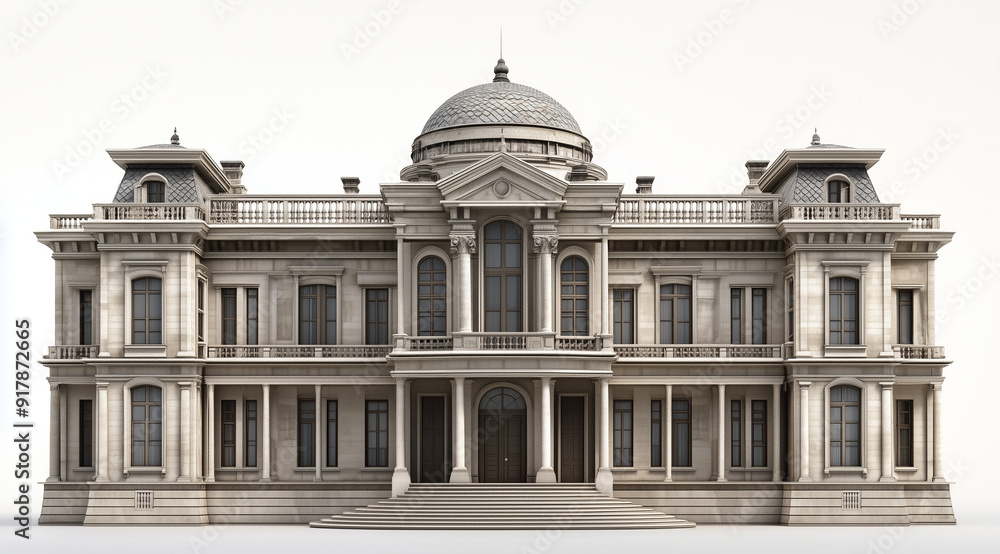Fototapeta premium Three-Story Palace Rendering with a Conical Roof: Lime Green Fantasy Architecture