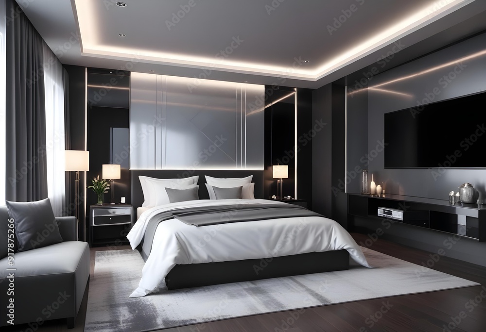 Photo modern style interior room 3d illustration Photo modern style interior room 3d illustration