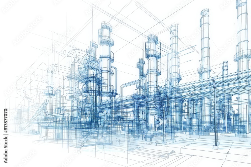 refinery blueprint isolated white refinery blueprint isolated white
