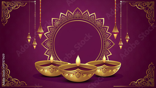  Beautiful Mandala Diwali Background with Intricate Floral Patterns and Festive Design Elements for Stunning Visual Appeal photo