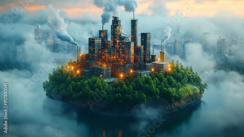 Sustainable reduction and carbon footprint management concept. greenhouse emissions control for climate change mitigation. seo-friendly image. Risk Mitigation. Ultra realistic. Photorealistic photo