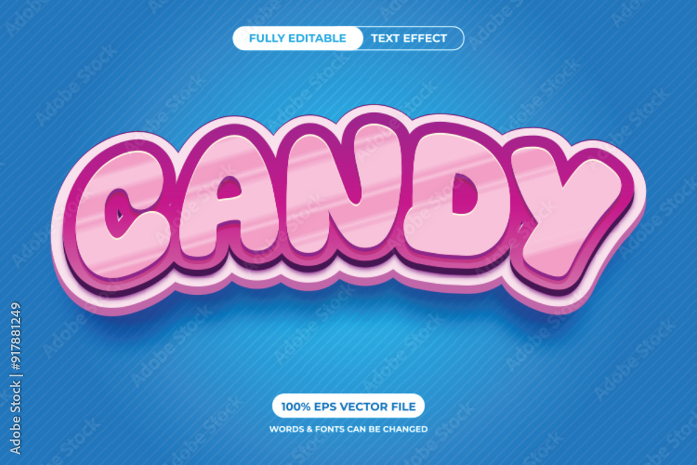 A colorful and playful candy text effect design with a 3D look. The text is written in a bold, cartoonish font and is set against a blue background. A colorful and playful candy text effect design with a 3D look. The text is written in a bold, cartoonish font and is set against a blue background.