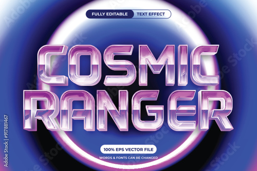 Canvas-taulu A vibrant and futuristic text effect, showcasing the words Cosmic Ranger in a 3D, metallic style with a colorful gradient