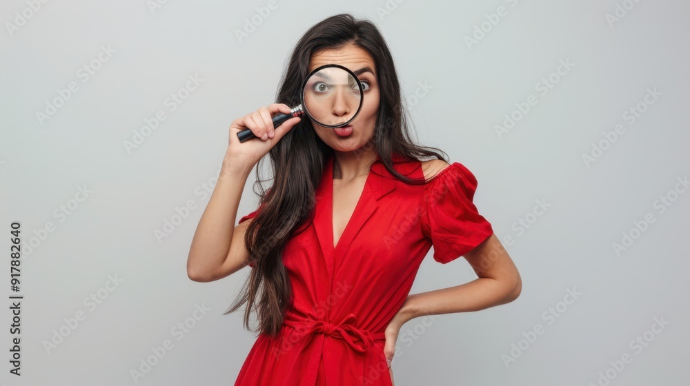 The woman with magnifying glass The woman with magnifying glass