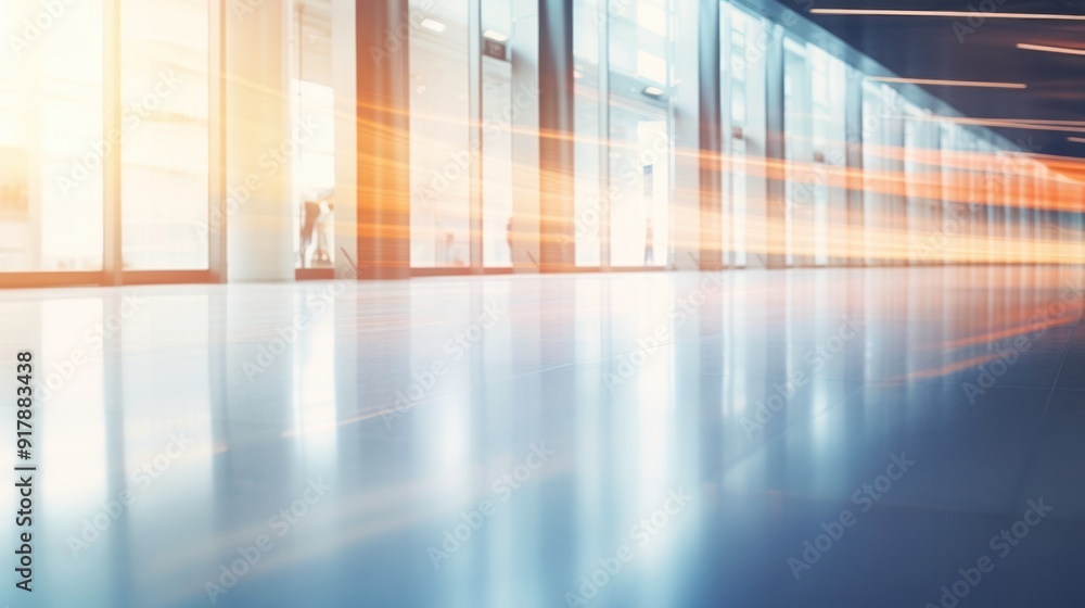 Fototapeta premium Abstract background of a blurred office hall interior with soft focus