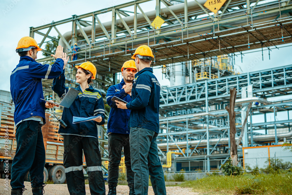 custom made wallpaper toronto digitalGroup of workers teamwork Industry in oil refinery equipment Check and check the condition of the machinery system , Energy Engineering concept.