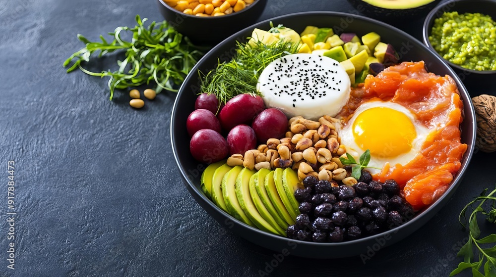 Low-calorie meals with nutrient-rich ingredients on a modern plate, low-calorie nutrient-rich meals, promoting healthy eating habits Low-calorie meals with nutrient-rich ingredients on a modern plate, low-calorie nutrient-rich meals, promoting healthy eating habits