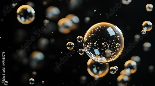 Wallpaper Mural Magnificent Display of Bubbles in a Dark Environment Torontodigital.ca