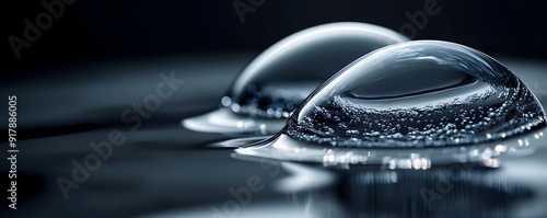 Captivating Water Droplets on Glass Surface Showcasing Nature s Ethereal Beauty photo