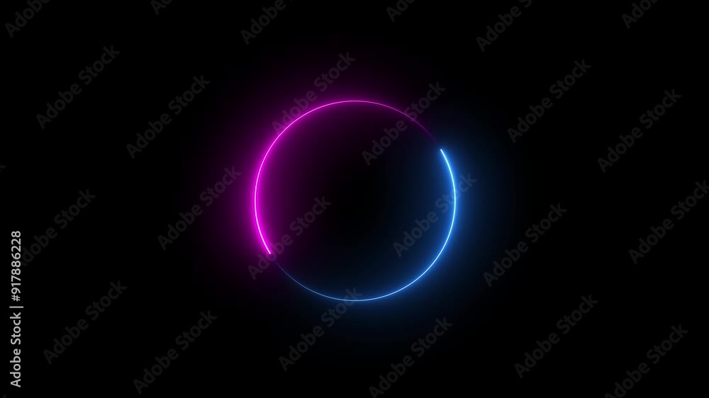 Abstract Neon circle isolated on black background. Charging and loading icon blue and pink clour animation. Futuristic neon light effect. Abstract Neon circle isolated on black background. Charging and loading icon blue and pink clour animation. Futuristic neon light effect.