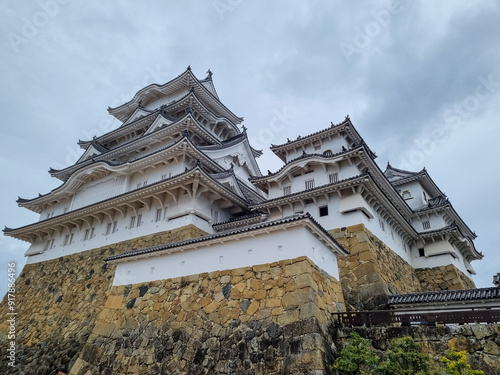 the himeji white castle is famous and beautiful in japan