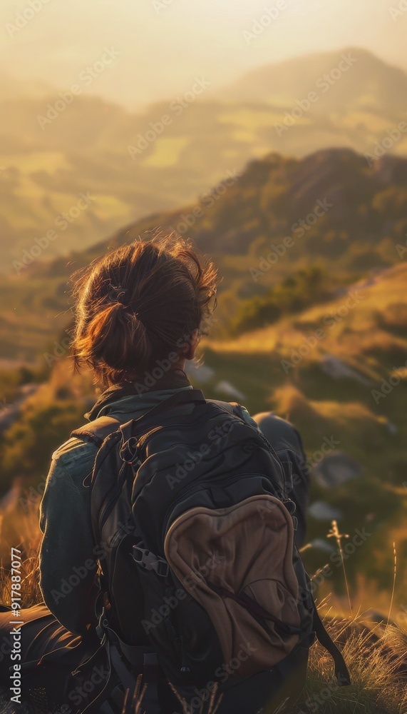 Teenage hiker embracing serene nature close up of youthful explorer absorbing scenic beauty Teenage hiker embracing serene nature close up of youthful explorer absorbing scenic beauty