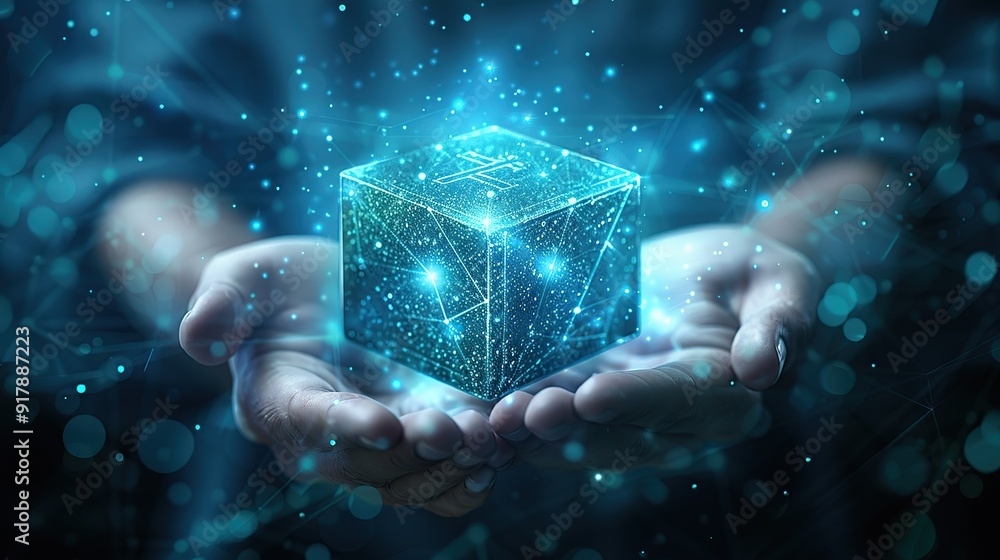 Fototapeta premium Digital Cube in Hands