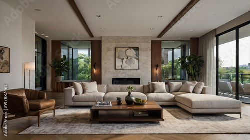 living room with wooden furniture