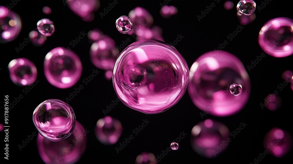 An Abstract Art of Floating Pink Bubbles and Spheres An Abstract Art of Floating Pink Bubbles and Spheres