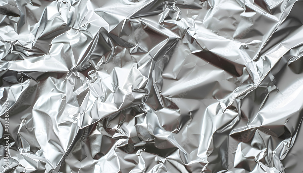 Crumpled silver foil as background, top view Crumpled silver foil as background, top view