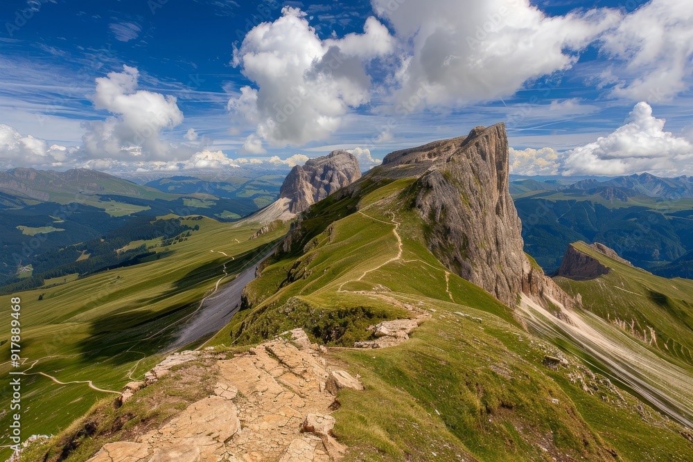 Naklejka premium Bergmassiv Geissler-Puéz. Beautiful simple AI generated image in 4K, unique.