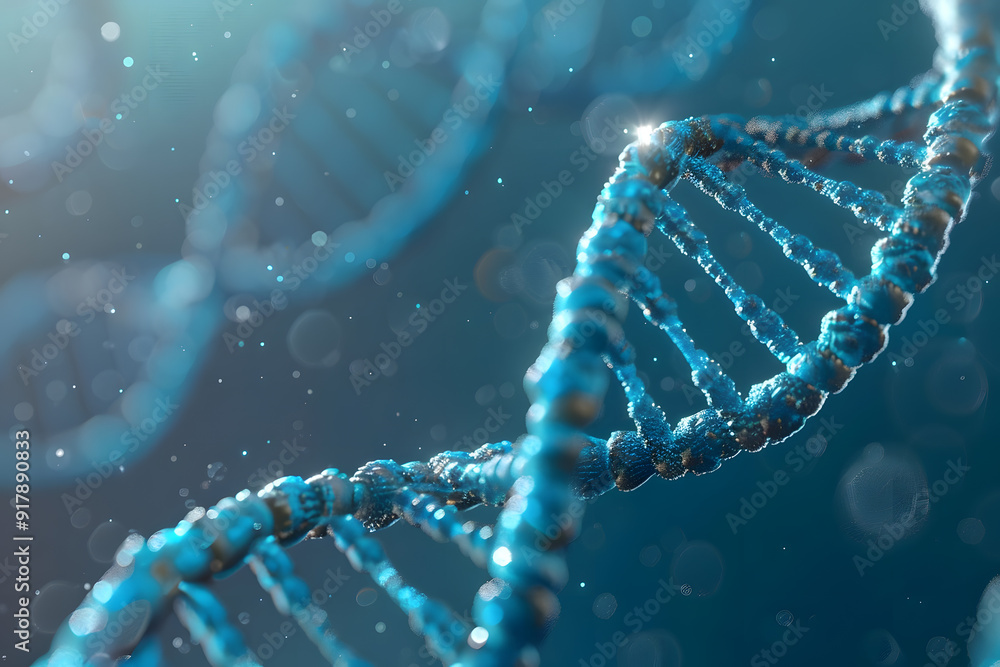 A detailed 3D render of a DNA helix against a bokeh background highlights the complexity and significance of this scientific structure in biochemistry, biology, and biotechnology A detailed 3D render of a DNA helix against a bokeh background highlights the complexity and significance of this scientific structure in biochemistry, biology, and biotechnology