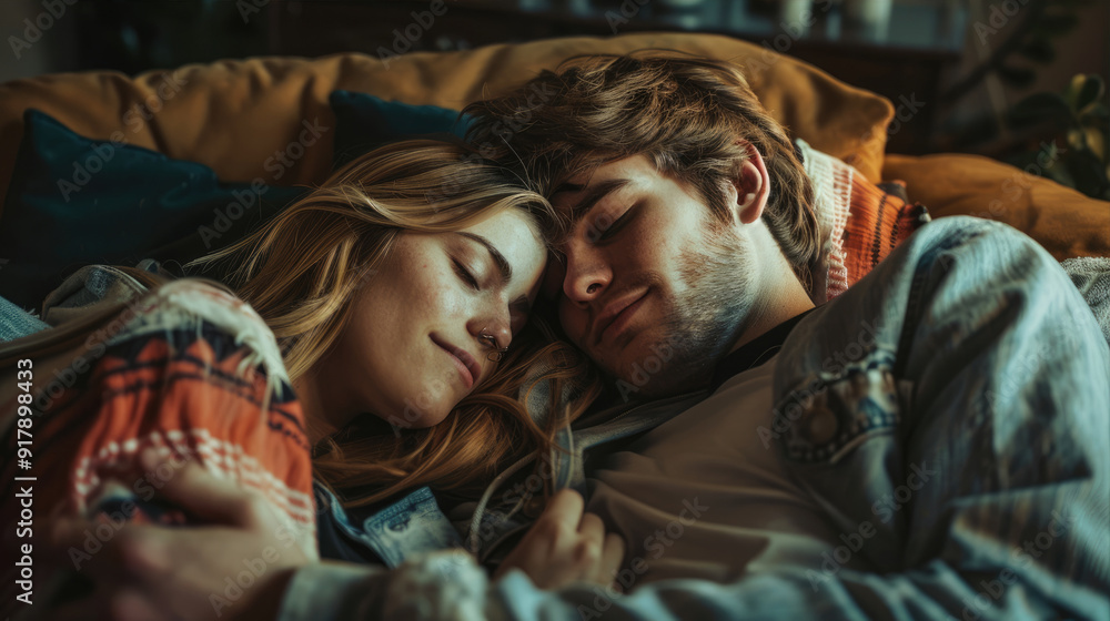 Couple peacefully sleeping together in bed Couple peacefully sleeping together in bed