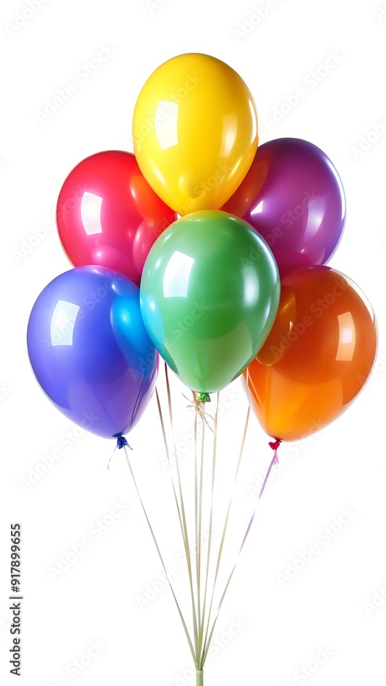 Balloons shaped like the number 6, isolated on a white background