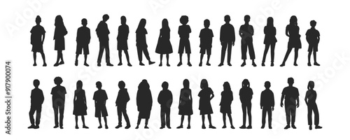 Set of children's silhouettes.